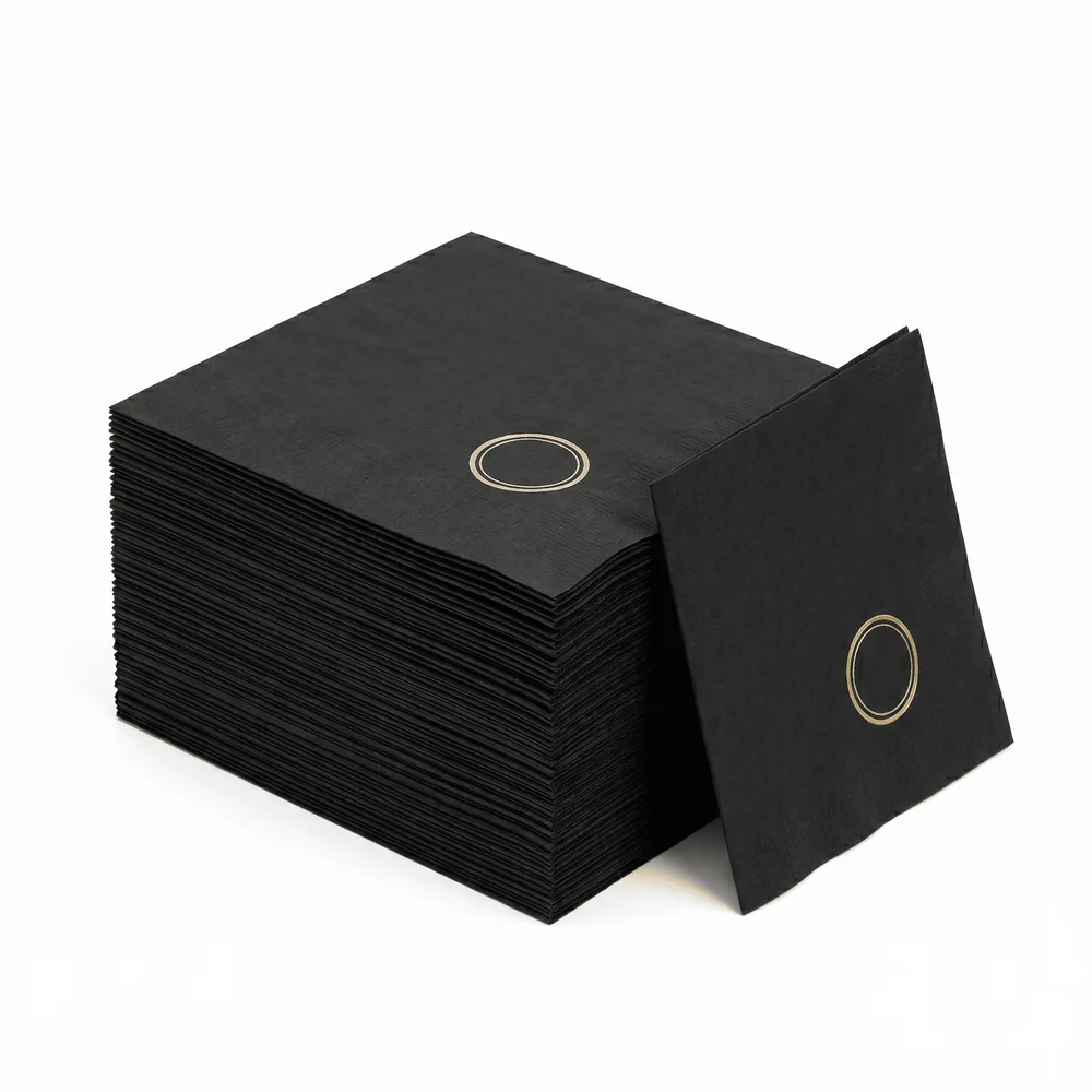 2-Ply Napkin Black 10x10 — Custom w/ Logo