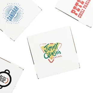 White 12x12 Pizza Box — Printed w/ Logo
