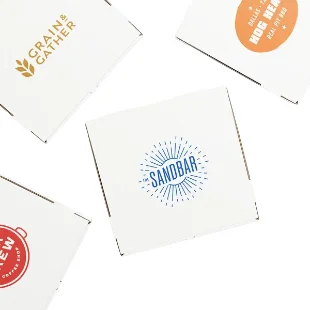White 16x16 Pizza Box — Printed w/ Logo